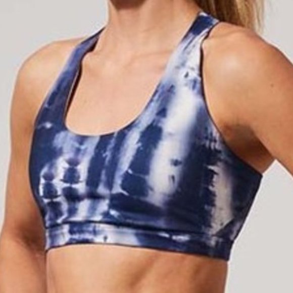 NWOT MPG Blue Tie Dye Recycled Polyester Sports Bra Medium Support Size SMALL - Picture 11 of 11